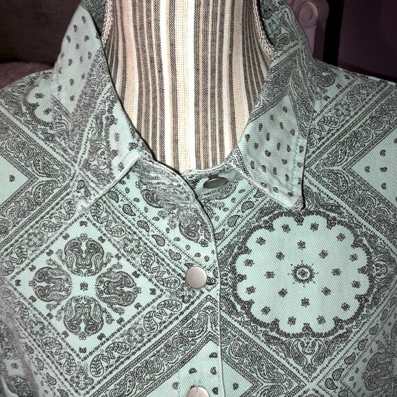 ★POL★ Mint Green Vintage Cotton Twill Shacket★ - Picture 3 of 14